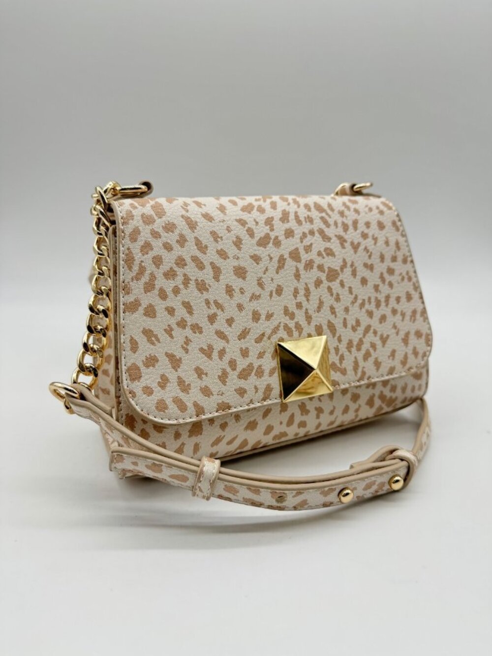 INC Sibbell faux-leather women's mini crossbody bag -Bone microspots /Beige~ - Picture 4 of 10